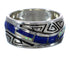Lapis And Opal Inlay Water Wave Southwestern Silver Ring Size 5-3/4 WX61051